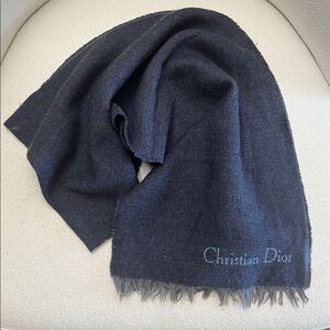 Christian Dior Men's Blue/Gray Wool Scarf